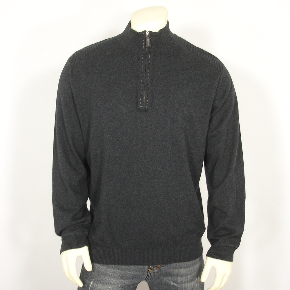 NAT NAST COTTON NYLON CASHMERE 1/4 ZIP SWEATER L